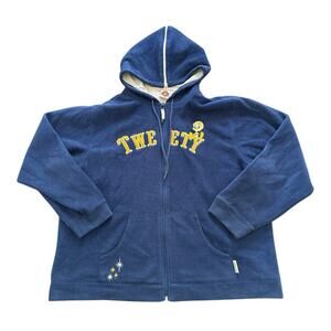 Vintage Warner Bros Looney Tunes Navy Blue Missy Womens XL 16/18 Tweety Hoodie